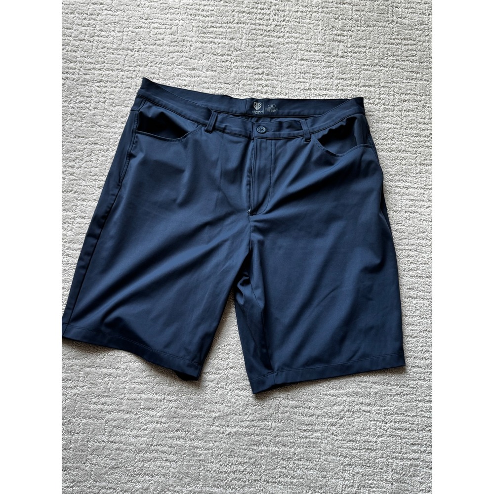 Graham Luxe Mens Performance Golf Shorts Navy Blue Size 38 Stretch Lightweight